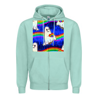 Seafoam Pride lgbtq ghosts and heart with rainbow seamless Zipper Hoodie - BundleAndBundleShop