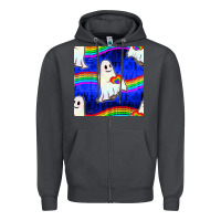 Smoke Pride lgbtq ghosts and heart with rainbow seamless Zipper Hoodie - BundleAndBundleShop