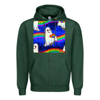 Sports Green Pride lgbtq ghosts and heart with rainbow seamless Zipper Hoodie - BundleAndBundleShop