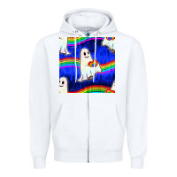 White Pride lgbtq ghosts and heart with rainbow seamless Zipper Hoodie - BundleAndBundleShop