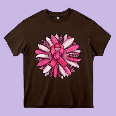 Breast Awareness Cancer Pink Sunflower Heavy Core Tee Designed By Ranaportraitstore