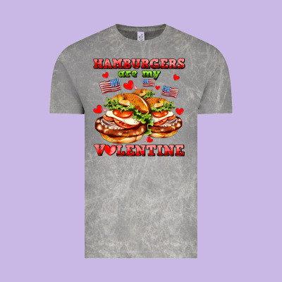 Hamburger Are My Valentine Vintage Tee Designed By Adodesignshop