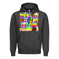 Charcoal Heather Pride lgbtq hands with cowhide seamless pattern Zipper Hoodie - BundleAndBundleShop