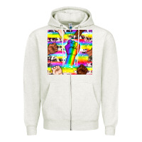 Oatmeal Heather Pride lgbtq hands with cowhide seamless pattern Zipper Hoodie - BundleAndBundleShop