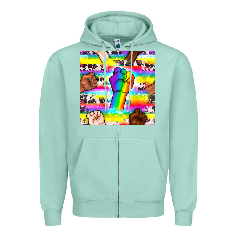 Pride Lgbtq Hands With Cowhide Seamless Pattern Zipper Hoodie by BundleAndBundleShop | Teevron