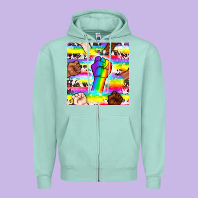 Pride Lgbtq Hands With Cowhide Seamless Pattern Zipper Hoodie Designed By Bundleandbundleshop