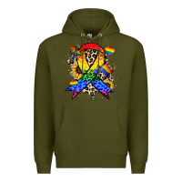 Army Green Pride ribbon Premium Hoodie - NancyCooperArtShop