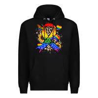 Black Pride ribbon Premium Hoodie - NancyCooperArtShop