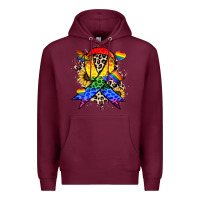 Burgundy Pride ribbon Premium Hoodie - NancyCooperArtShop