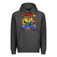 Charcoal Heather Pride ribbon Premium Hoodie - NancyCooperArtShop