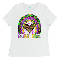White mardi gras rainbow Ladies Tee - JahusDesignShop