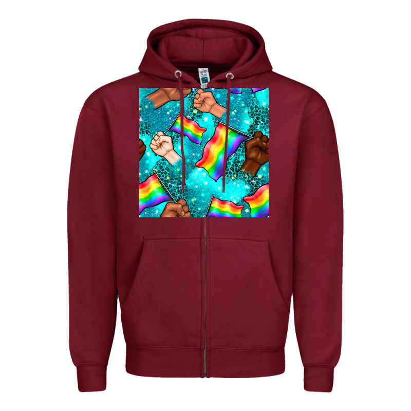 Pride Lgbtq Hands With Flag Seamless Pattern Zipper Hoodie by BundleAndBundleShop | Teevron