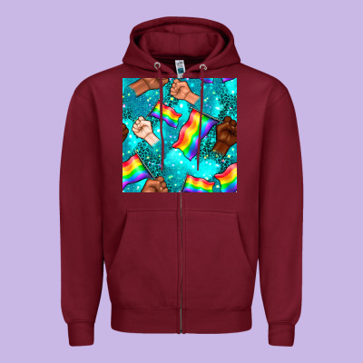 Pride Lgbtq Hands With Flag Seamless Pattern Zipper Hoodie Designed By Bundleandbundleshop