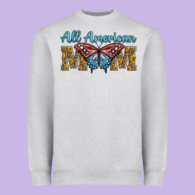 All American Mom American Flag Butterfly Heavyweight Sweatshirt Designed By Lillyallendesigns