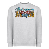 Heather Grey all american mom american flag butterfly Heavyweight Sweatshirt - LillyAllenDesigns
