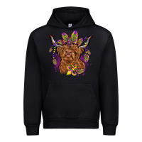 Black mardi gras cow Urban Hoodie - OliviaCreatesArt