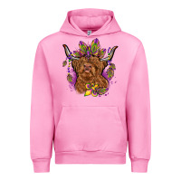 Fuchsia Pink mardi gras cow Urban Hoodie - OliviaCreatesArt