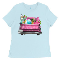 Baby Blue summer pink truck beach Ladies Tee - texasbilliewilder