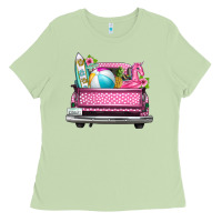 Matcha summer pink truck beach Ladies Tee - texasbilliewilder