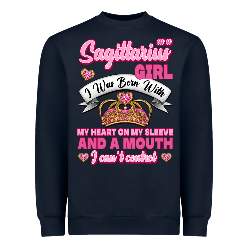 As A Sagittarius Girl I Was Born With My Heart On My Sleeve And  Mouth Heavyweight Sweatshirt by Jasminsmagicworld | Teevron