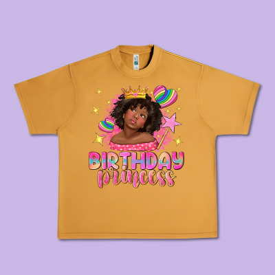 Birthday Princess With Afro Girl Urban Heavy Tee Designed By Nancycooperartshop