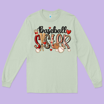 Baseball Sister Long Sleeve Tee Designed By Maliassmallbusiness