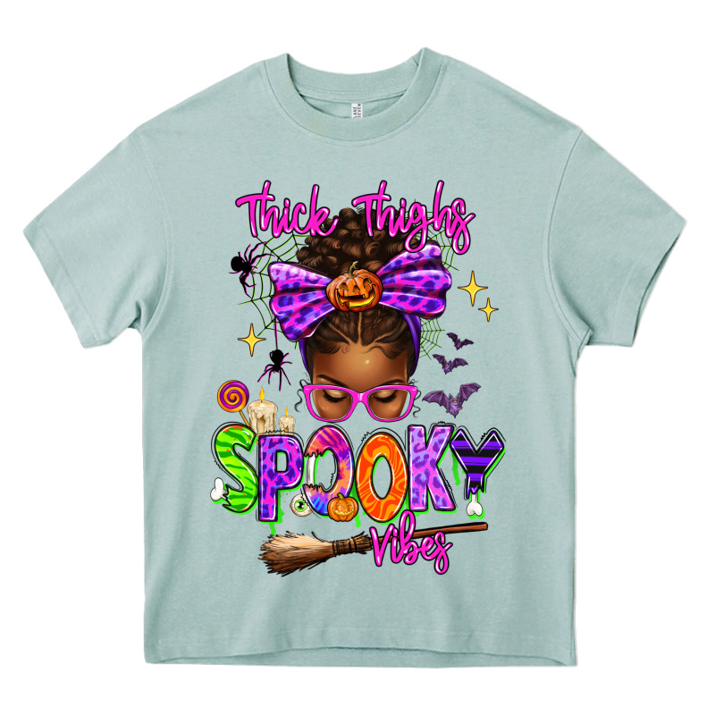 Thick Thighs Spooky Vibes Heavy Core Tee by texasbilliewilder | Teevron