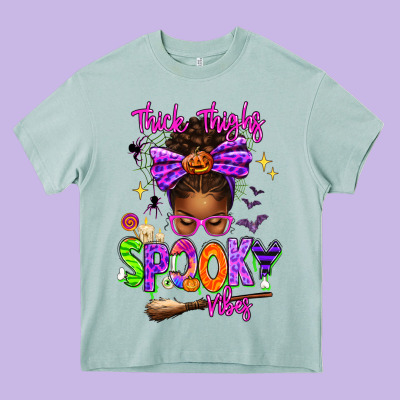 Thick Thighs Spooky Vibes Heavy Core Tee Designed By Texasbilliewilder