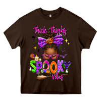 Chocolate Brown Thick Thighs Spooky Vibes Heavy Core Tee - texasbilliewilder