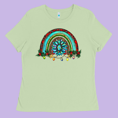 Gemstone Christmas Rainbow Ladies Tee Designed By Ranaportraitstore