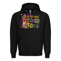 Black Happy Mardi Gras With Gnome Zipper Hoodie - BundleAndBundleShop