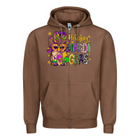 Chestnut Happy Mardi Gras With Gnome Zipper Hoodie - BundleAndBundleShop