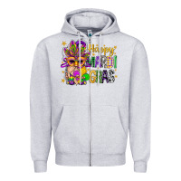 Heather Grey Happy Mardi Gras With Gnome Zipper Hoodie - BundleAndBundleShop