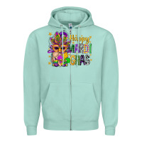 Seafoam Happy Mardi Gras With Gnome Zipper Hoodie - BundleAndBundleShop