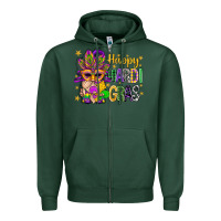 Sports Green Happy Mardi Gras With Gnome Zipper Hoodie - BundleAndBundleShop
