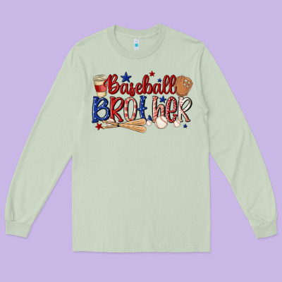 Baseball Brother Long Sleeve Tee Designed By Maliassmallbusiness
