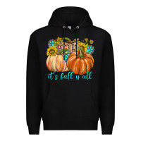 Black It's Fall Y'all Premium Hoodie - texasbilliewilder