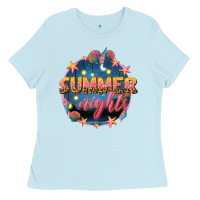 Baby Blue summer nights Ladies Tee - texasbilliewilder