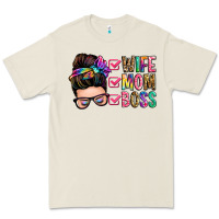 Wife Mom Boss Messy Bun Premium Tee | Teevron