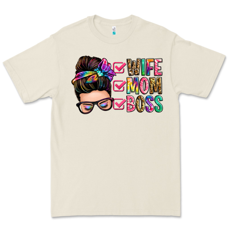 Wife Mom Boss Messy Bun Premium Tee by Zillion Design Studio | Teevron