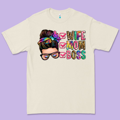 Wife Mom Boss Messy Bun Premium Tee Designed By Zillion Design Studio