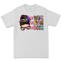 Dove Grey wife mom boss messy bun Premium Tee - Zillion Design Studio