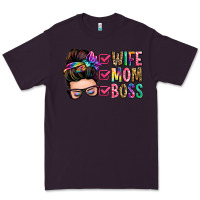 Plum wife mom boss messy bun Premium Tee - Zillion Design Studio