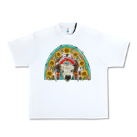 White scottish white calf  rainbow Urban Heavy Tee - BarkalooDesign