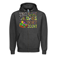 Charcoal Heather King Cake Calories Don't Count Mardi Gras Zipper Hoodie - BundleAndBundleShop