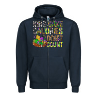 Navy King Cake Calories Don't Count Mardi Gras Zipper Hoodie - BundleAndBundleShop