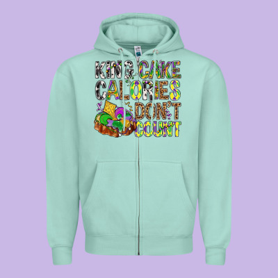 King Cake Calories Don't Count Mardi Gras Zipper Hoodie Designed By Bundleandbundleshop