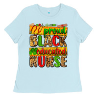Baby Blue proud black educated nurse Ladies Tee - Zillion Design Studio