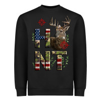 Black Deer Hunting Usa Flag Heavyweight Sweatshirt - LillyAllenDesigns
