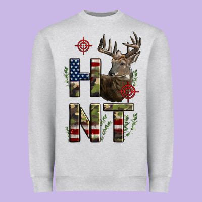Deer Hunting Usa Flag Heavyweight Sweatshirt Designed By Lillyallendesigns